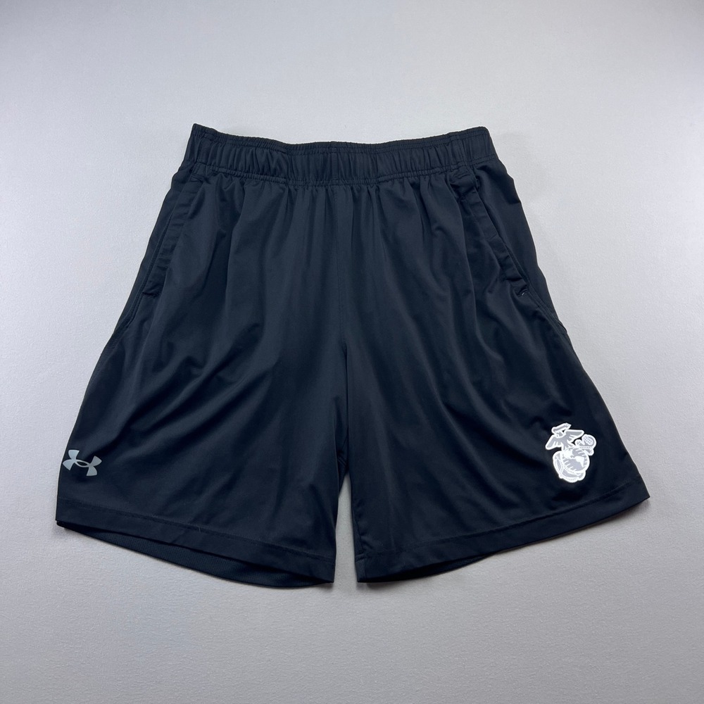 Under Armour Heatgear Athletic Shorts Mens L Black EGA Loose Stretch Drawstring
